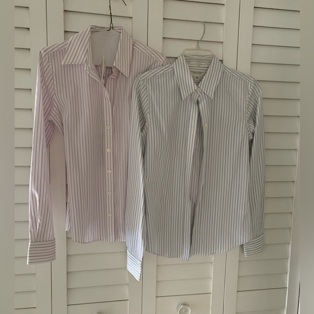 Banana Republic 2 Non-Iron Fitted Long Sleeve Striped Shirts